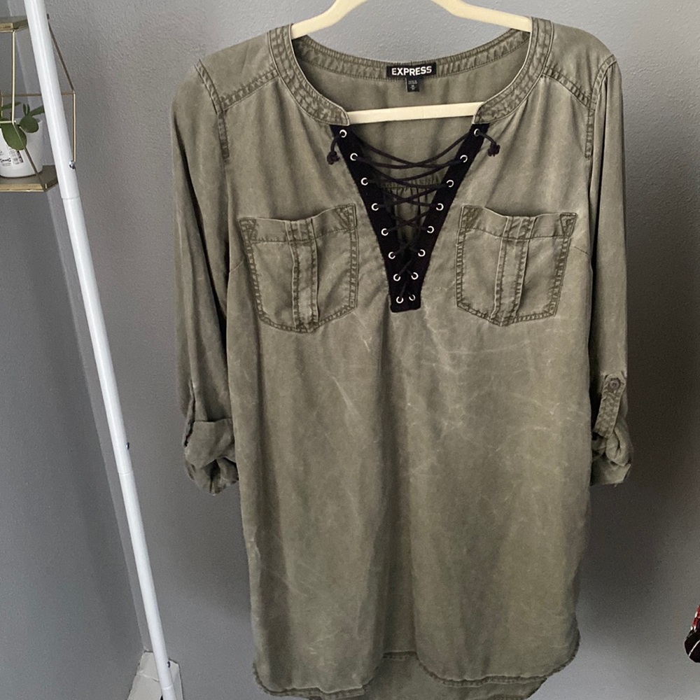 Dark Green Express T-Shirt Dress